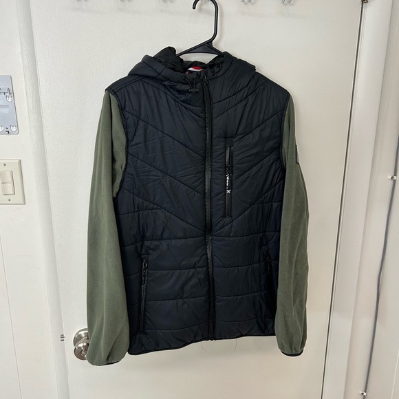 Reebok Black and Green Puffer Jacket with Hood - Picture 1 of 5